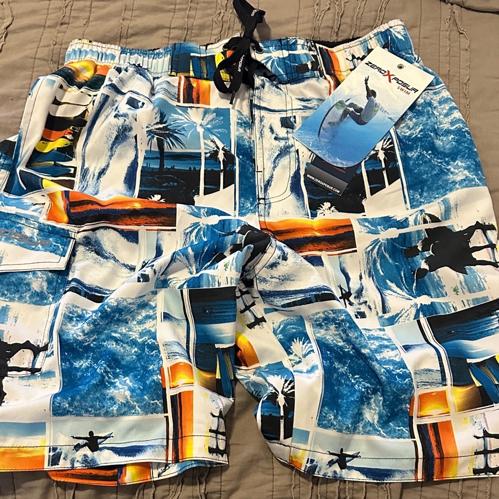ZeroXposur Multicolor Graphic Swim Board Shorts